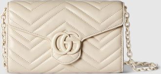 Gucci GG Marmont Wallet On Chain, White, Leather