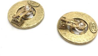 Chanel Gold Plated CC Logo Circular Womens Earrings (Pre-Owned)