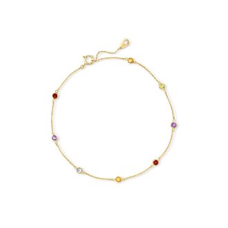 RS Pure by Ross-Simons Multi-Gemstone Station Anklet in 14kt Yellow Gold