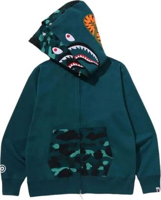 A Bathing Ape Color Camo Shark Full Zip Double Hoodie Green 1M30-115-009-GRN