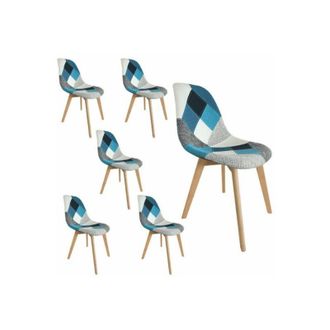 San Marco Sedie da pranzo Serena patchwork multicolor con gambe in faggio 6 sedie