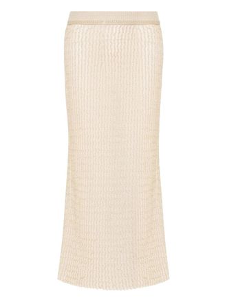 Maison Margiela ribbed-knit midi skirt - women - Polyester/Viscose - L - Neutrals