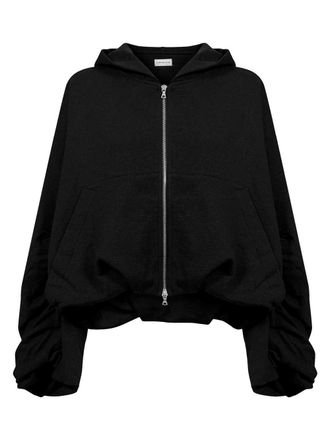 Dries Van Noten Felpa con cappuccio con zip nera di Dries Van Noten