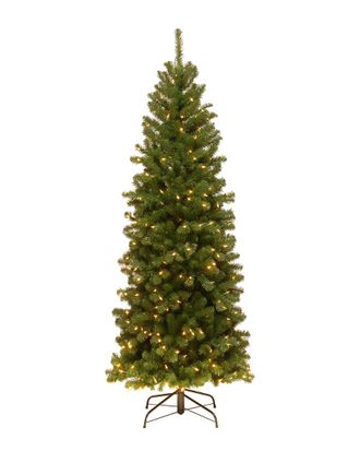 National Tree Company 6Ft North Valley Spruce Pencil Slim Tree With Clear Lights
