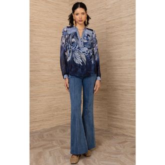 Hale Bob Delphine Chiffon Top in Navy at Nordstrom, Size Small