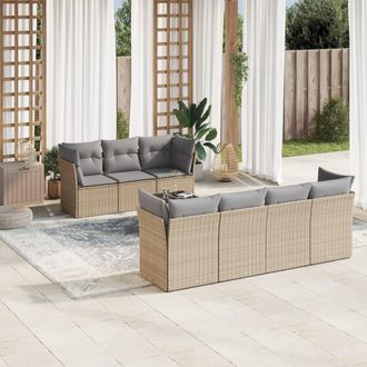 vidaXL Vidaxl - Juego De Sof&aacute;s De Jard&iacute;n Con Cojines Beige 8 Pzas Rat&aacute;n Pe