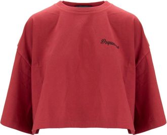 Dsquared2 Crop T-shirt - Dames - T-shirts - Rood - S - Katoen - Tops