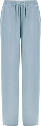Herno Elegante satijnen broek met trekkoord - Dames - Sweatpants - Blauw - S - Satijn - Broeken
