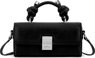 Behno Micro Mary Soft Metallic Leather Crossbody Bag in Black Nappa at Nordstrom
