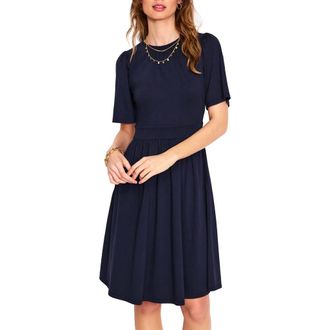 Boden Louisa Cotton Blend Jersey Dress in Navy at Nordstrom, Size 12