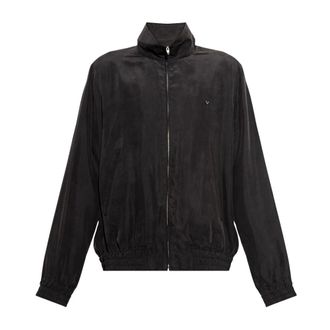 Valentino Garavani Jassen, Heren, Zwart, M, Zijden Jas Met Opstaande Kraag