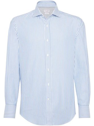 Brunello Cucinelli Camicia a righe - Bianco