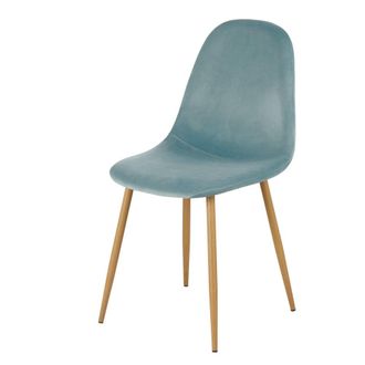 Maisons du monde Silla escandinava de terciopelo azul celad&oacute;n