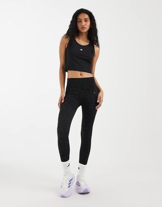 adidas adidas Training - Leggings lunghezza integrale in maglia grigi con stampa effetto pelle di serpente-Nero