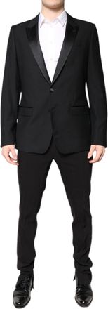 Dolce & Gabbana Black Wool Single Breasted 2 Piece Mens Suit