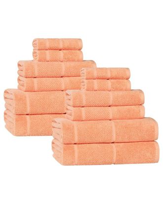 Superior Mile Smart Twist Cotton Medium Weight Solid Broad Border 12pc Towel Set