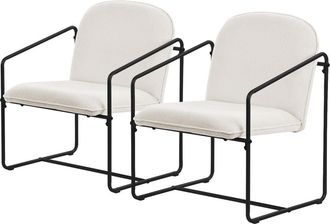 ML Design Set de 2 sillones beige con patas negras asiento para salón