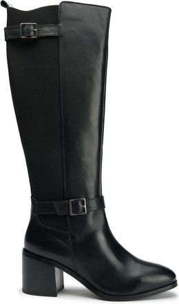 Sole Womens Gotta Elasticated Knee High Boots - Black Leather - Size UK 4