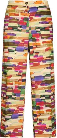 Elena Miro Bedrukte Rechte Broek - Dames - Straight fit broeken - Veelkleurig - 4XL - Katoen - Broeken