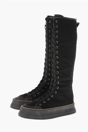 Max Mara Tall Cotton Boots in Solid Color with 4cm Sole size 37