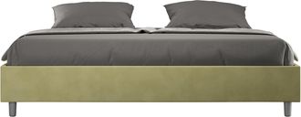 ITYhome Letto Matrimoniale King Size Rivestito In Microfibra - Azelia - Colore: T&egrave; Verde - Tipologia Letto: Con Rete E Contenitore - Dimensione Rete: 180x200