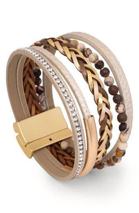 Saachi Braided Multistrand Bracelet in Beige at Nordstrom Rack
