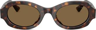 Giorgio Armani tortoiseshell oval-frame sunglasses - women - Acetate - 48 - Green