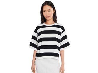 Sanctuary Belle T-Shirts Womens Clothing Chalk/Black : LG (US 10-12), Cotton