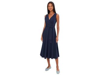 Pact Fit-and-Flare Easy V-Neck Dress Womens Dress Navy Blue : XL, Cotton/Elastane