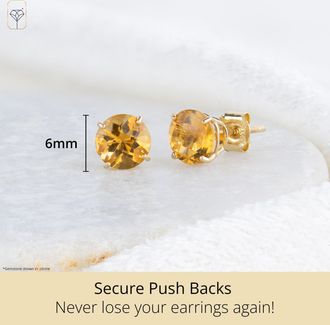 MAX + STONE 10k Yellow or White Gold 6mm Round Checkerboard Cut Gemstone Stud Earrings