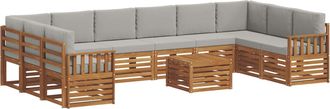 vidaXL Conjunto De Sof&aacute;s De Exterior 11 Uds. Gris Natural Y Claro Vidaxl