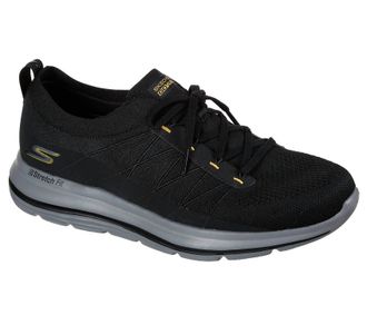 Skechers Mens Go Walk Stretch Fit-Adaptor Shoes In Black/yellow