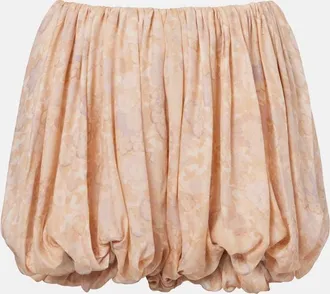 Chlo&eacute; Chlo&eacute; Floral pleated silk charmeuse shorts