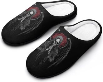 Generic Grim Reapers Blessed Funny Mens Slippers Cotton Warm House Shoes Memory Foam Sandals Print Size 7-14