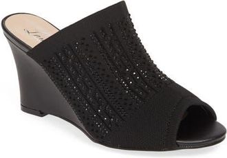 Lauren Lorraine Martha Wedge Slide Sandal in Black at Nordstrom, Size 5.5