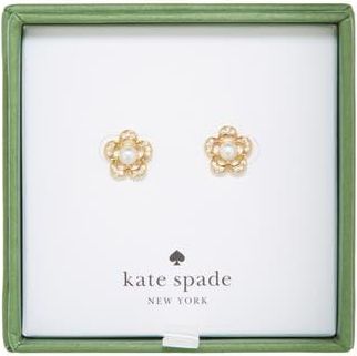 Kate Spade New York faux pearl & cz flower stud earrings in Cream/Gold. at Nordstrom Rack