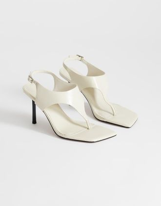 Topshop Sandy - Sandali infradito con tacco bianco sporco