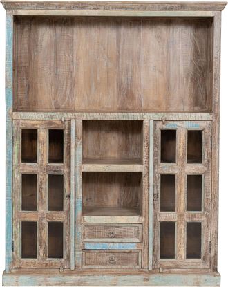 Biscottini International Librer&iacute;a De Madera Maciza Reciclada Con Acabado Envejecido