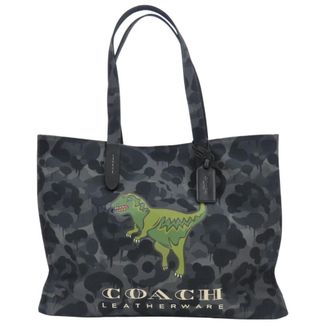 Coach Black Gray Green Canvas Leather Tote Bag (Pre-Owned)