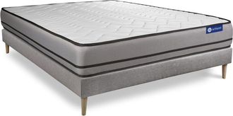 Actisom Somier gris + colch&oacute;n con espuma viscoel&aacute;stica 120 x 190