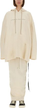 Rick Owens White Graphic Hood Sweatshirt