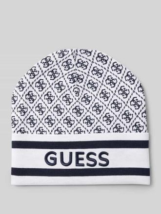Guess Strickmütze mit Label-Stitching Modell SEVYN in Ecru, Größe 1
