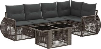 vidaXL Conjunto De Sof&aacute;s De Jard&iacute;n 6 Uds. Gris Y Gris Oscuro Vidaxl