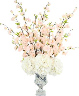 Creative Displays Inc. Handmade Faux Cherry Blossom & Hydrangea Arrangement In Ceramic Vase