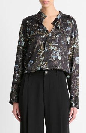 Vince Thistle Silk Shirt in Aqua Shadow at Nordstrom Rack, Size Xx-Small