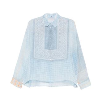 Ermanno Scervino Shirts, female, Blue, Size: S Semi-sheer Shirt