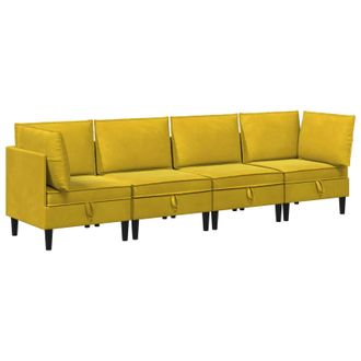 vidaXL Juego De Muebles De Sal&oacute;n Con Coj&iacute;n 4 Pcs Amarillo Terciopelo Vidaxl