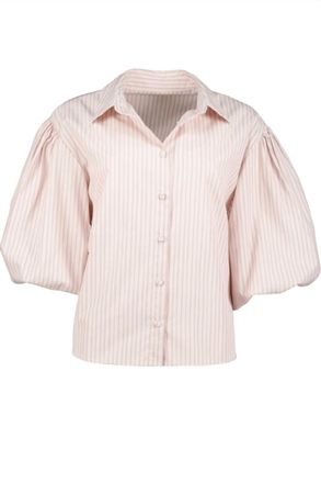 Bishop + Young Womens Tyra Puff Sleeve Top In Pink Stripe