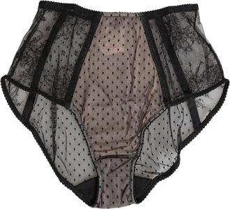 Dolce & Gabbana Zwarte Sheer Polka Dot Kant Briefs - Dames - Onderbroek - Veelkleurig - S - Ondergoed