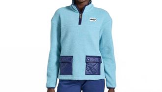 Saucony Rested Sherpa 1/4 Zip Sweatshirt In Maui Blue Heather